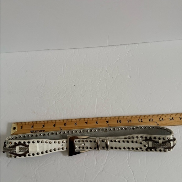 Genuine Leather White Studded Belt Western Cowgirl Country Women - Size M main image 6